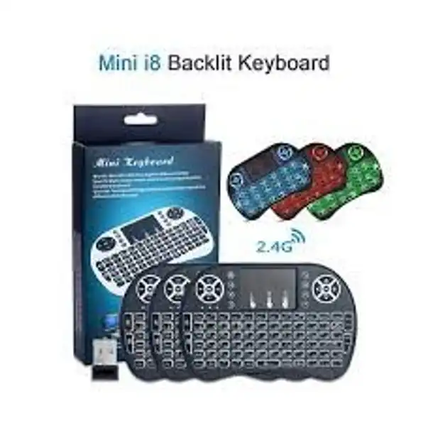 [TERMURAH] KEYBOARD AIR MOUSE I8 MINI KEYPAD WIRELESS TOUCHPAD BACKLIGHT RAINBOW