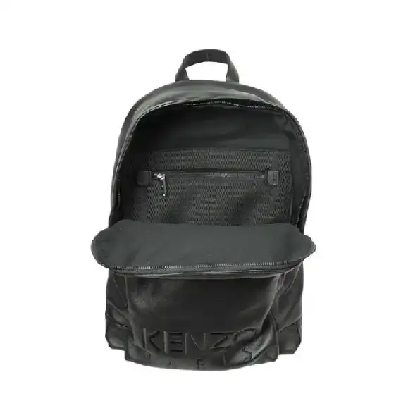 KENZO BLACK LEATHER TIGER EMBOSSED LOGO BACKPACK KZ9BB04