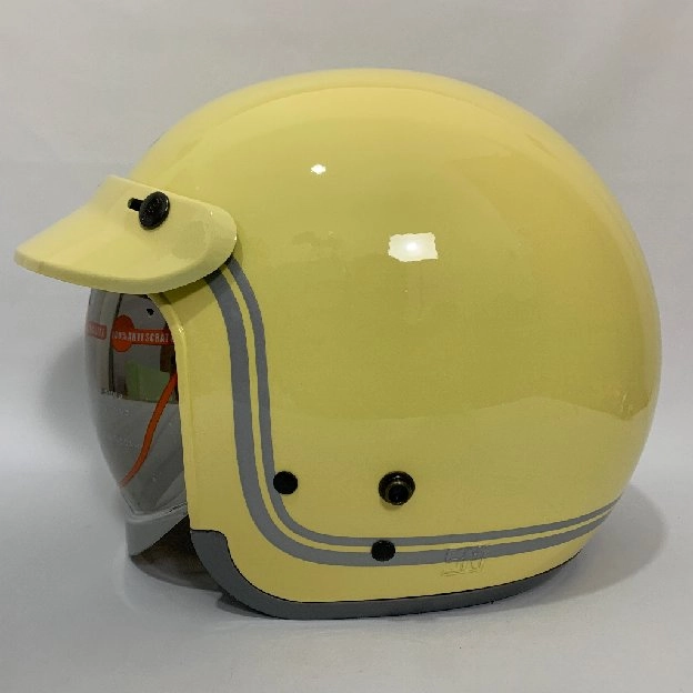 Helm Bogo Injak 06 Cream Glossy - Kaca Dalam Helm - Helm Retro SNI Dewasa - Helm - Polos Solid