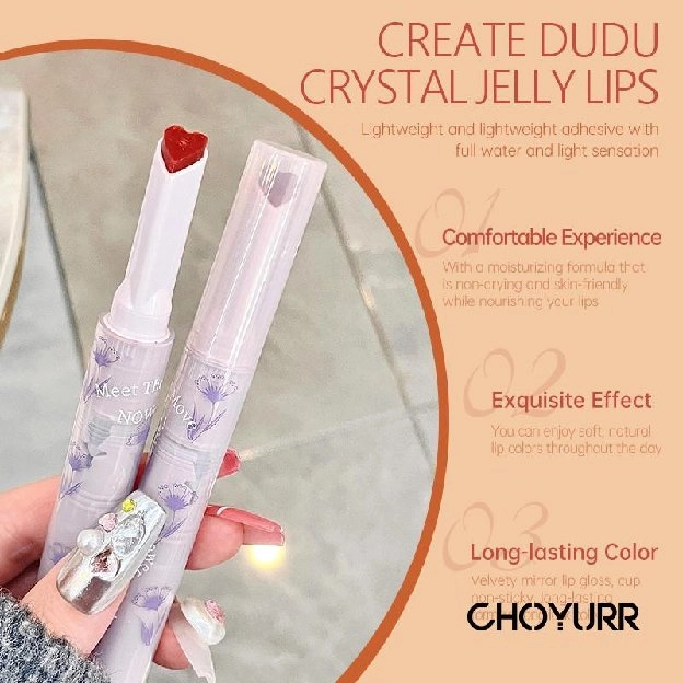 Flower Love Lipstik Moisturizing Lip Glaze Bentuk Hati Long Llasting