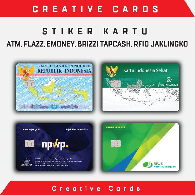 Stiker Sticker Kartu Atm Skin Card KTP, KIS, BPJS Vinyl + Laminating Glossy Stiker BCA Mandiri Bri B