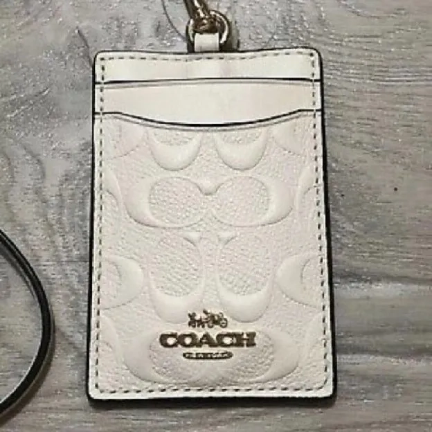 Coach ID Lanyard In Signature Embossed White metal logo