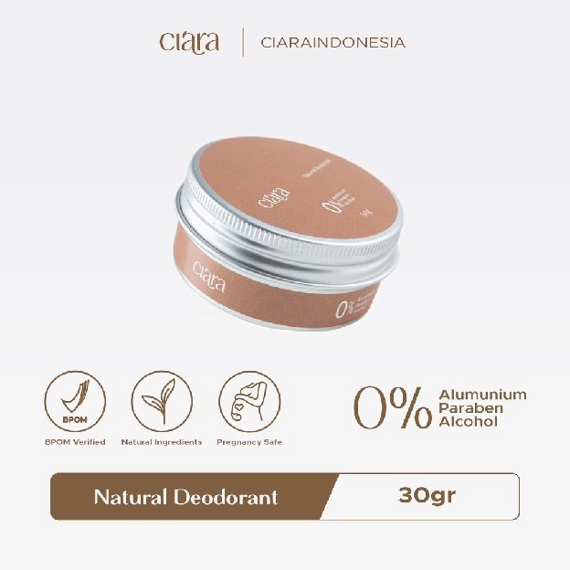 Ciara Natural Deodorant Penghilang Bau Badan dan Ketiak Natural Anti Odor 30/50Gr