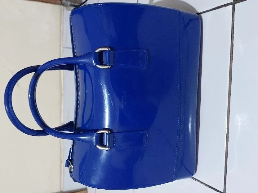 Furla jelly bag biru preloved