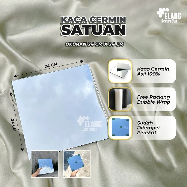 TERMURAH Cermin Aesthetic Ukuran 24CM X 24CM Tebal 2MM Packing ANTI PECAH (ASLI KACA 100%)