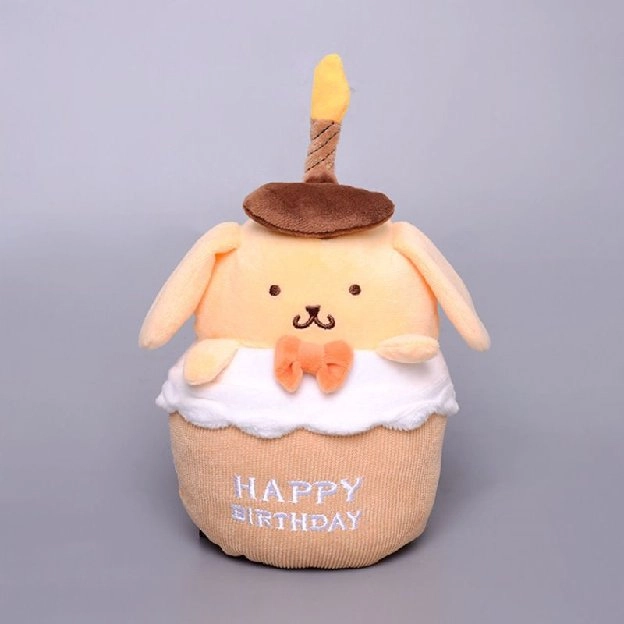 New Sanrio Cartoon Birthday Cake Shape Kuromi Melody with Musical Candle Plush