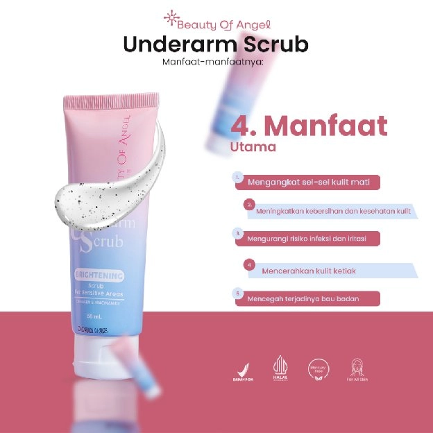 Beauty Of Angel Underarm Scrub 50gr With Niacinamide Krim Ketiak Untuk Mencerahkan & Mengangkat Sel