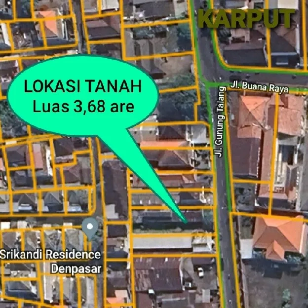 Dijual 3,68 are, Jl. Gunung Talang Buana Raya Padangsambian Denpasar