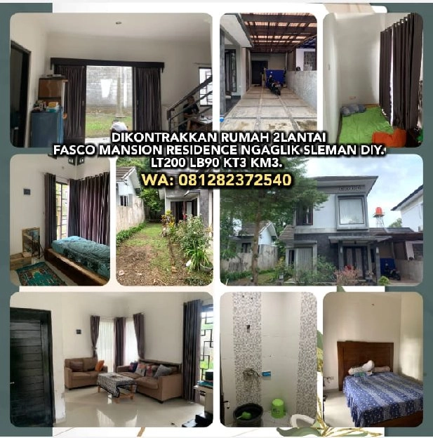 DIKONTRAKKAN RUMAH 2LANTAI DI FASCO MANSION RESIDENCE NGAGLIK SLEMAN DIY.LT200 LB90 KT3 KM3. 