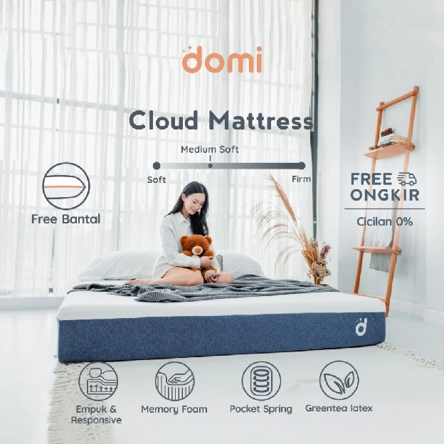 Domi Cloud Mattress / Kasur Pocket Spring Latex Greentea / Cooling Memory Foam Springbed / Mattress 