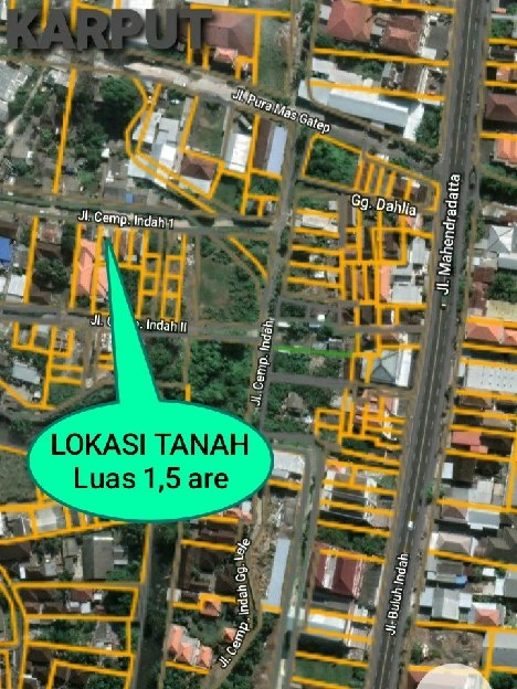 Dijual 1,5 are, Jl. Pura Mas Gatep Buluh Indah Mahendradata Denpasar