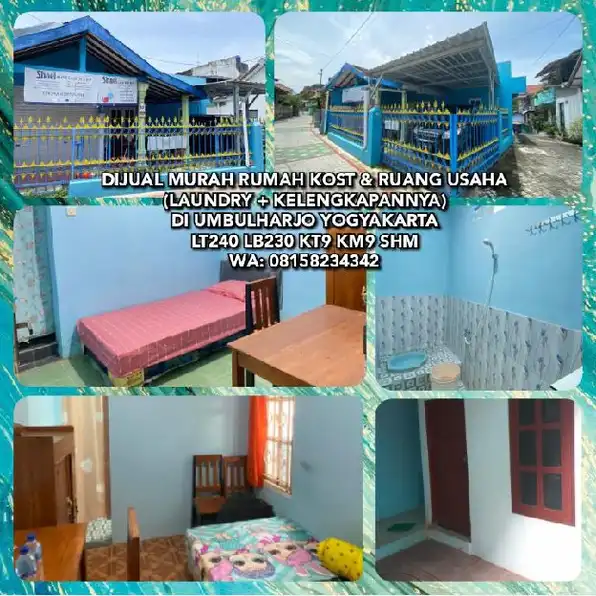 DIJUAL MURAH RUMAH KOST & RUANG USAHA LAUNDRY + KELENGKAPANNYA UMBULHARJO YOGYAKARTA LT240 LB230 