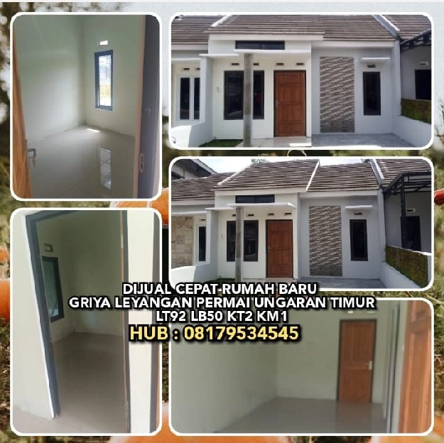 DIJUAL CEPAT RUMAH BARU DI GRIYA LEYANGAN PERMAI UNGARAN TIMUR. LT92 LB50 KT2 KM1. HUB : 08179534545