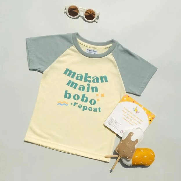 KAOS ANAK MOTIF LUCU - MAKAN MAIN BOBO 