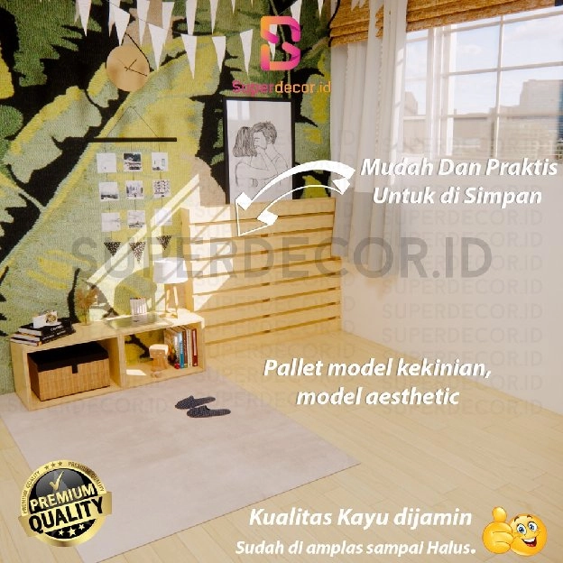 Alas Tempat Tidur Kayu Pallet (M) SLIM / Dipan Pallet / Alas Tempat Tidur aesthetic