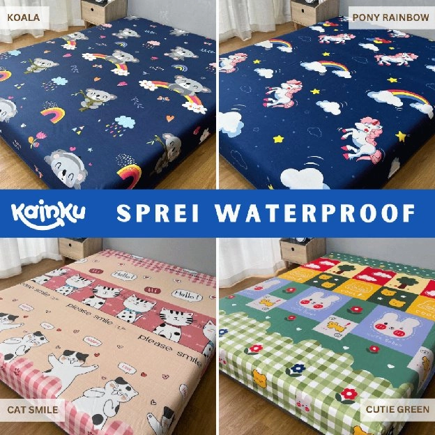 SPREI WATERPROOF SULTAN ANTI AIR OMPOL Free KARET ANTI GESER UKURAN SIZE QUEEN KING DOUBLE SINGLE 18