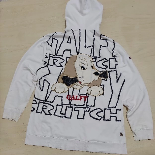 Jaket zipper vintage GALFY Critch NY white colour original second