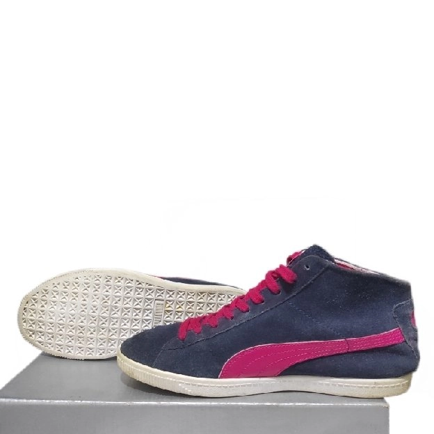 Original Puma Glyde Mid Vintage women Casual Retro Suede Leather Trainers Navysize 37½ insole 23.5cm