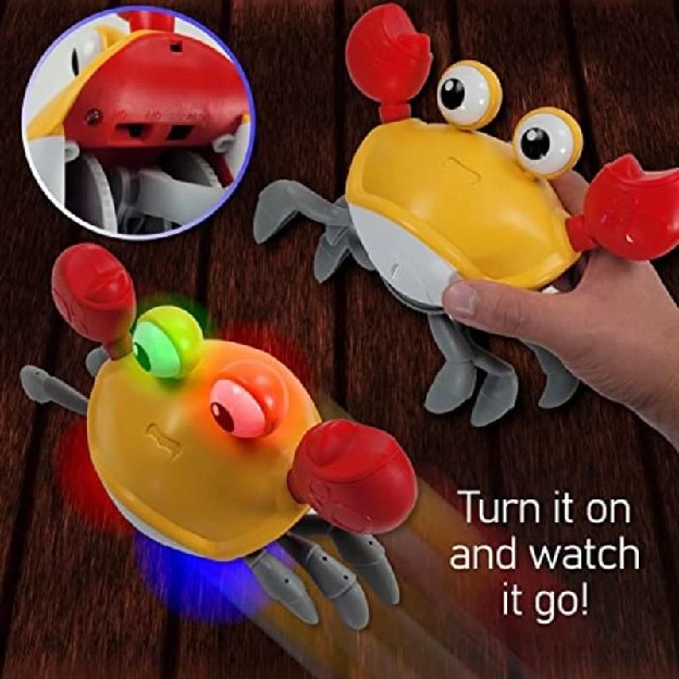 Cute Crawling Crab Baby Toy with Music and LED Light Up Rechargeable Interactive Parent-child Childr