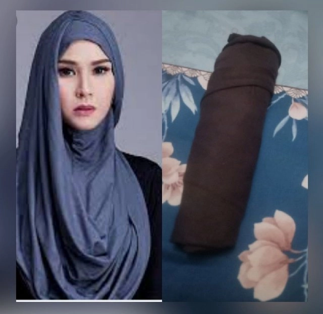 hijab saskia meka jersy coklat