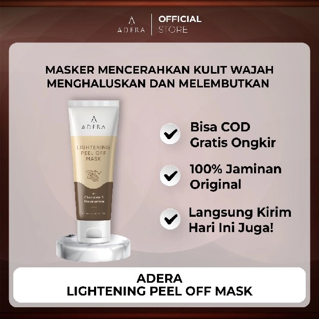 ADERA LIGHTENING PEEL OFF MASK / MASKER ADERA FLEK HITAM ORI / ADERA MASKER WAJAH ANTI FLEK