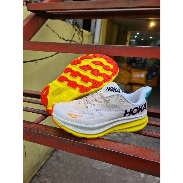 sepatu sneakers hoka cream yellow running run