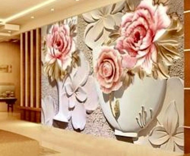 Pasang wallpaper dinding 3d custom toko jual dan pesan hordeng murah rollerblind vertikal blind