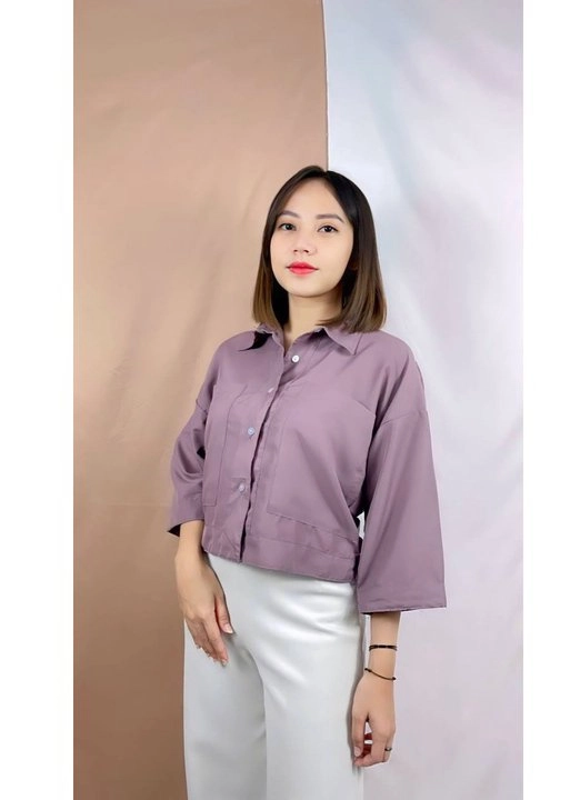 Kemeja Linen Crop Atasan Wanita