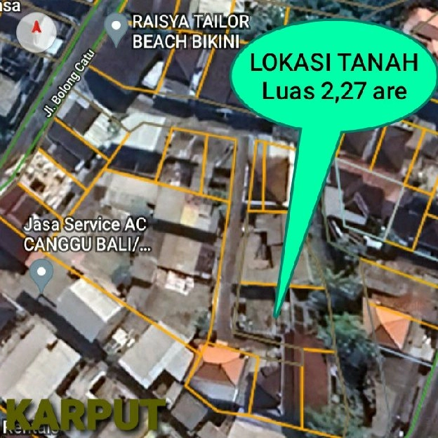 Dijual 2,27 are, Jl. Bolong Catu Padonan Tibubeneng Kuta Utara