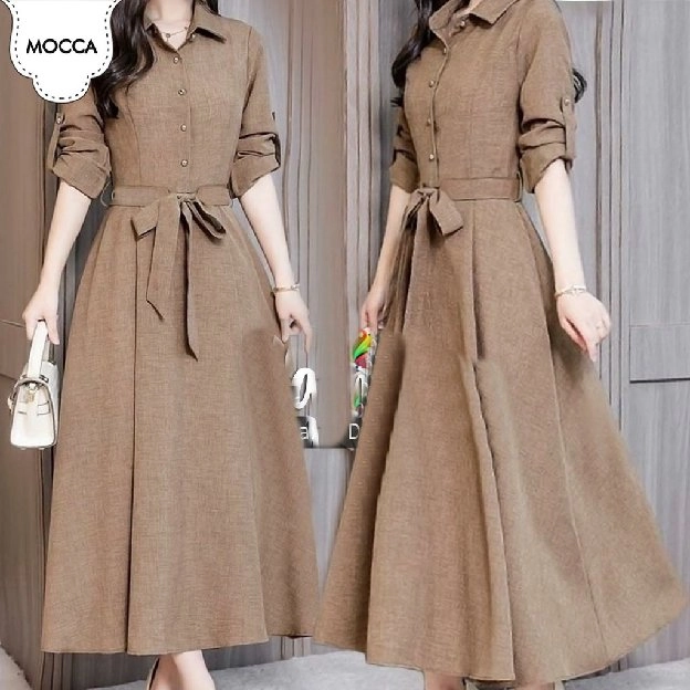 Maxi Dress Camel jc- Gaun pesta/Realpict