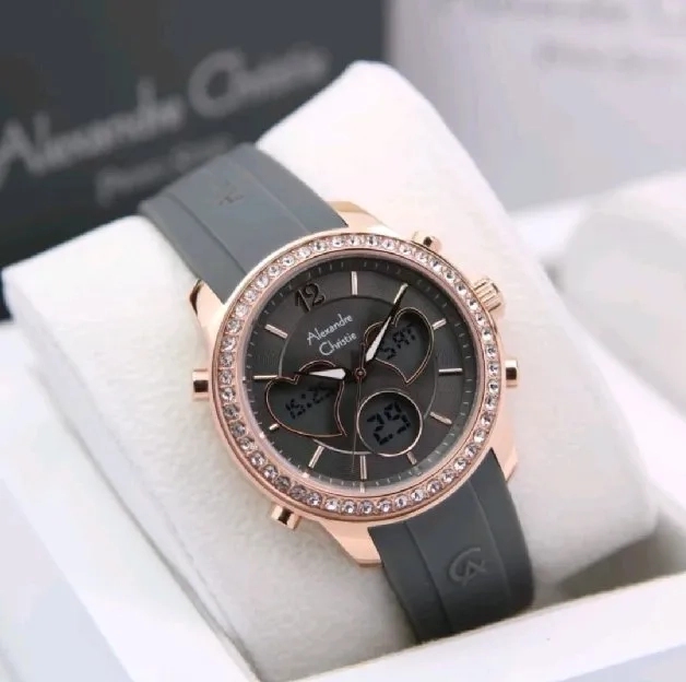 Ready!Jam tangan Alexandre Christie Wanita AC 9399 LH Strap Karet 