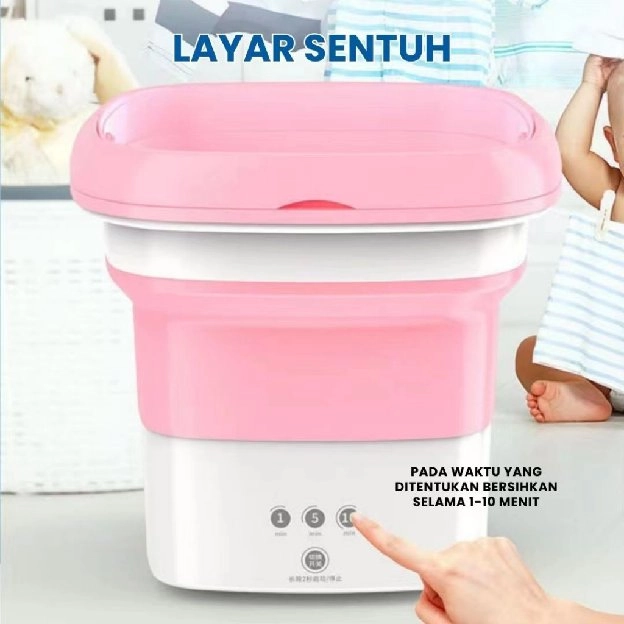 Mini Mesin Cuci Portabel Portable Washing Machine Lipat Mini Folding Mini Hemet Energi