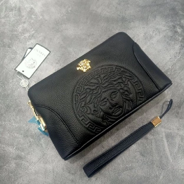 Handbag Versace Logo Leather Clutch Tas Tangan