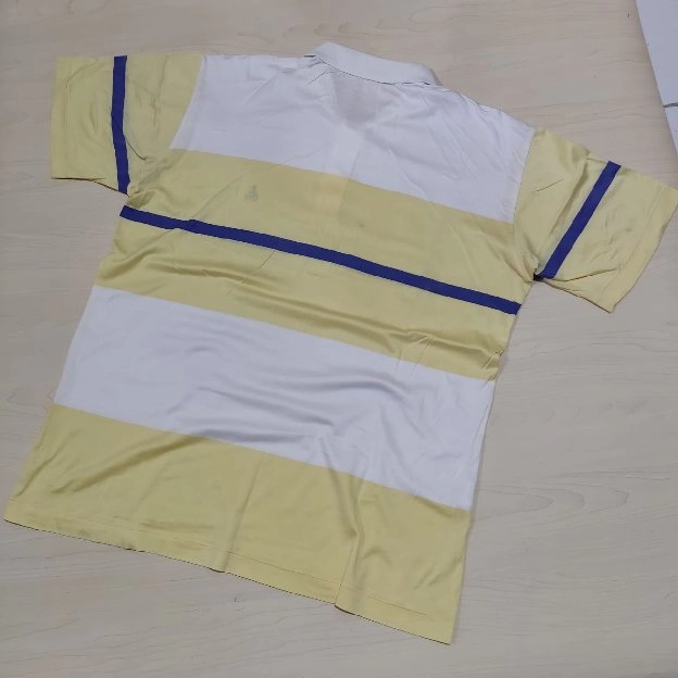 Bean pole kaos polo shirt big stripe white yellow original second