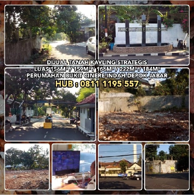 JUAL TANAH KAVLING STRATEGIS LUAS 156M² / 159M² / 166M² / 222M² / 184M² BUKIT CINERE INDAH DEPOK