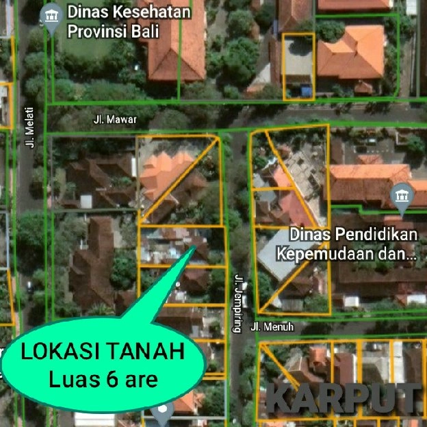 Dijual 6 are + FREE RUMAH LAMA, Jl. Jempiring Pasar Kreneng Dangin Puri Denpasar