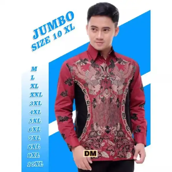 Kemeja Batik Pria Dewasa Big Size Jumbo Lengan Panjang M-10xl