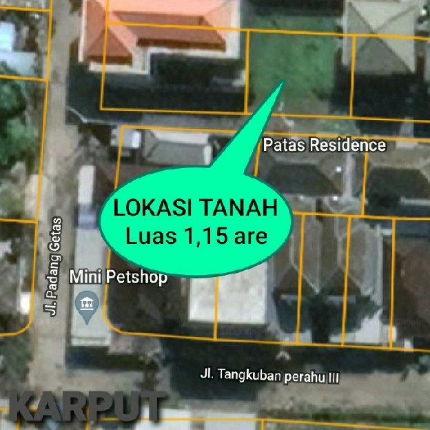 Dijual 1,15 are, Jl. Padang Getas Mahendradata BaliMed Denpasar