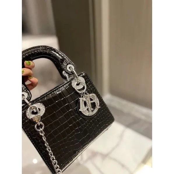 Tas Dior Classic New 3-Grid Diana Bag croco