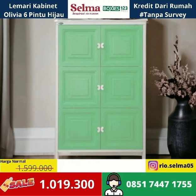 Lemari Kabinet Olivia 6 Pintu Hijau 