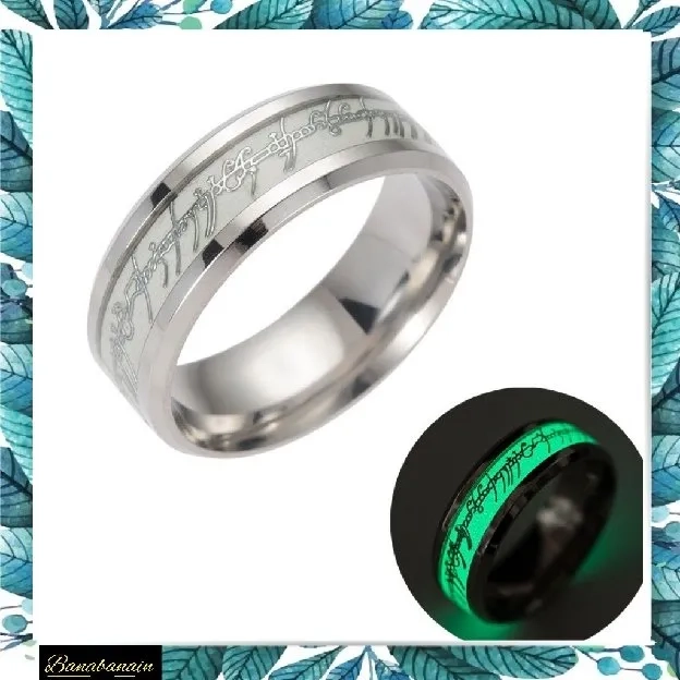 Cincin glow in the dark stainless steel cincin pria wanita