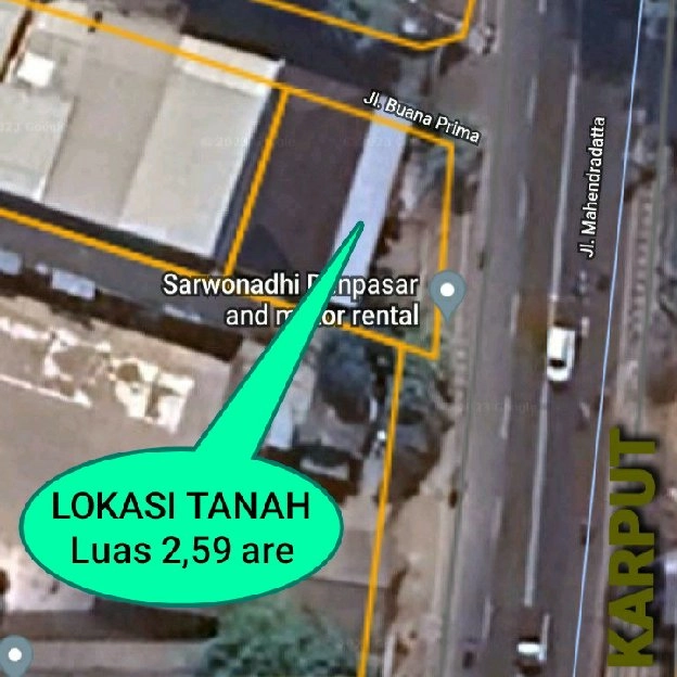 Dijual 2,59 are, Jl. Raya Mahendradata Padangsambian Denpasar