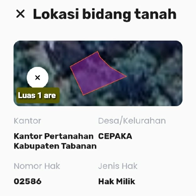 Dijual 1 are, Jl. Desa Cepaka Raya Munggu Kapal Tangeb Singsing Kediri Tabanan