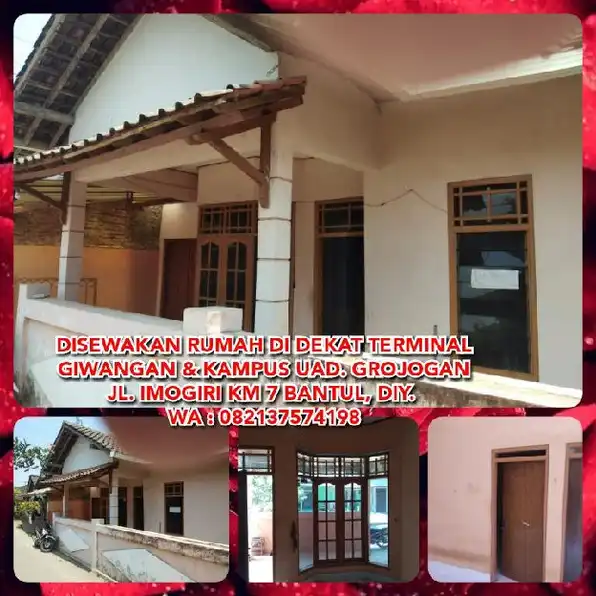 DISEWAKAN RUMAH DEKAT TERMINAL GIWANGAN & KAMPUS UAD. GROJOGAN JL. IMOGIRI KM 7 BANTUL, YOGYAKARTA