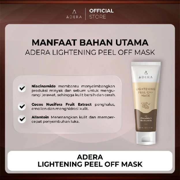 ADERA LIGHTENING PEEL OFF MASK / MASKER ADERA FLEK HITAM ORI / ADERA MASKER WAJAH ANTI FLEK