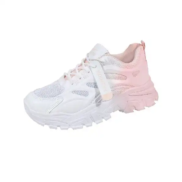 Sepatu Sneakers Wanita Warna Gradasi Bahan Kulit Sintetis Casual Korea Style Bisa Untuk Olahraga