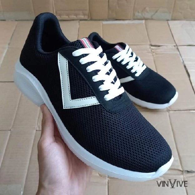 Sneakers Hitam Pria Murah VT-001 Sepatu Sport Motif Anyaman awet dan tahan lama