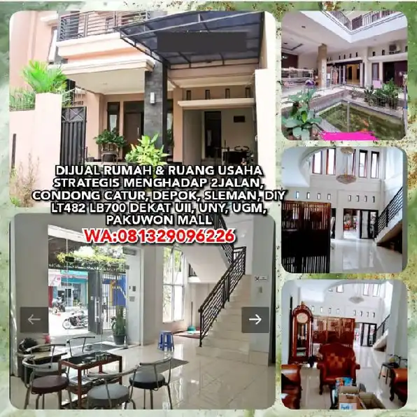 DIJUAL RUMAH & RUANG USAHA STRATEGIS HADAP 2JALAN, CONDONG CATUR, DEPOK, SLEMAN, DIY LT482 LB700 