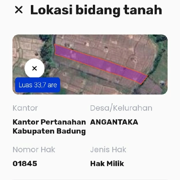 Dijual 33,7 are, Jl. Raya Angataka Sibang Gede Abiansemal Badung