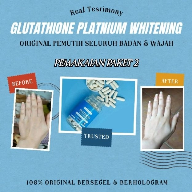 PLATINUM WHITENING GLUTATHIONE KAPSUL BIRU PEMUTIH KULIT | CAPSULE WHITENING | PEMUTIH KULIT WAJAH D